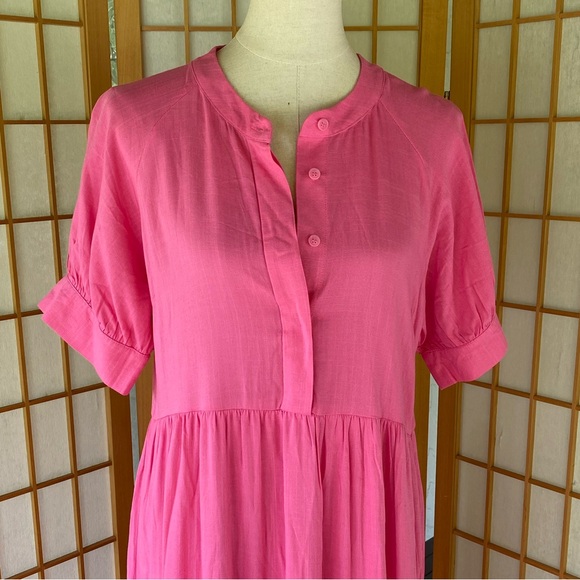 August Sky Pink Tiered Maxi Dress SZ L NWOT CottageCore Prairie - Picture 6 of 9